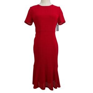 Anthropologie Hutch Mini Dress Solid Red Stretch Crewneck